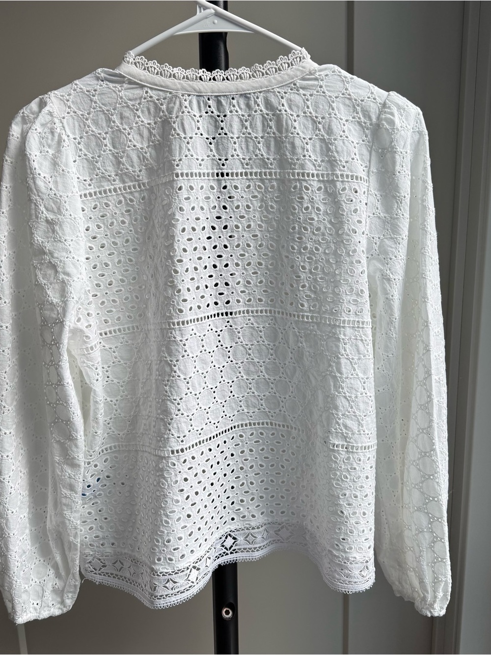 J. McLaughlin White Eyelet Cotton Button-Front Blouse - Picture 4 of 4